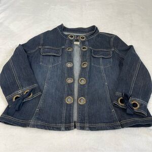 LAL LIVE A LITTLE WOMENS SIZE M Denim Jacket with Gold Accents